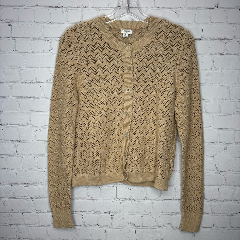 J. Crew Scalloped pointelle cardigan sweater - Picture 2 of 6